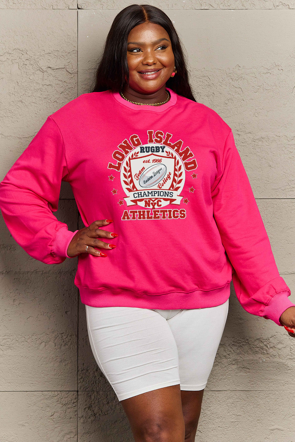 Simply Love Full Size Graphic Dropped Shoulder Sweatshirt BLUE ZONE PLANET