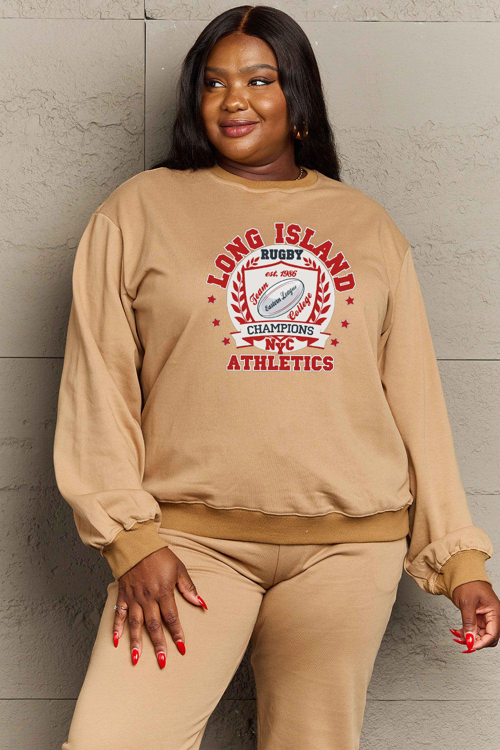 Simply Love Full Size Graphic Dropped Shoulder Sweatshirt BLUE ZONE PLANET