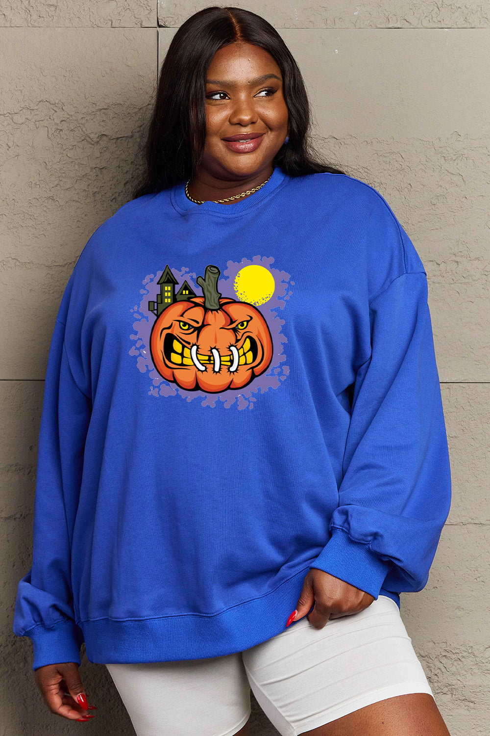 Simply Love Full Size Graphic Round Neck Sweatshirt BLUE ZONE PLANET