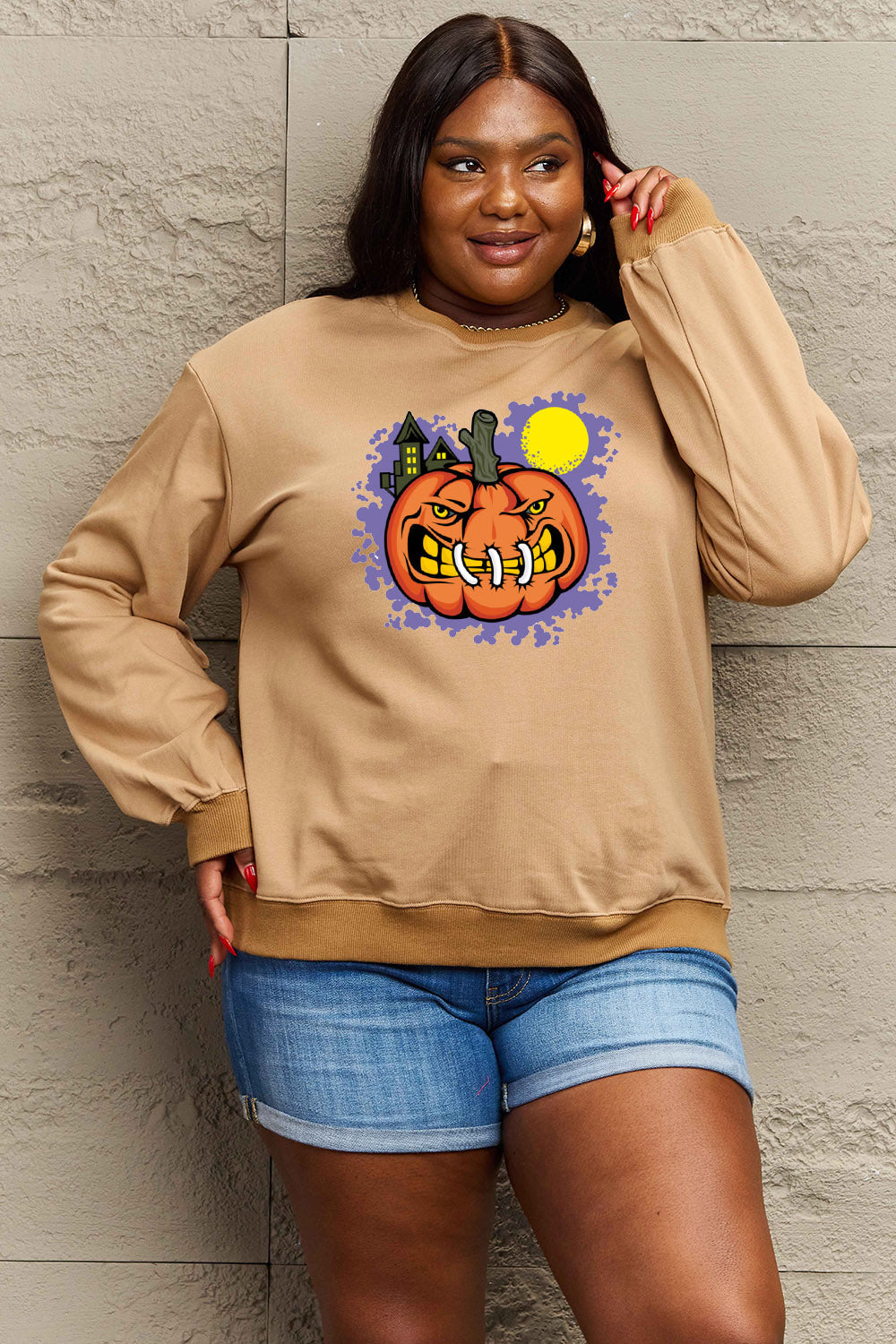 Simply Love Full Size Graphic Round Neck Sweatshirt BLUE ZONE PLANET