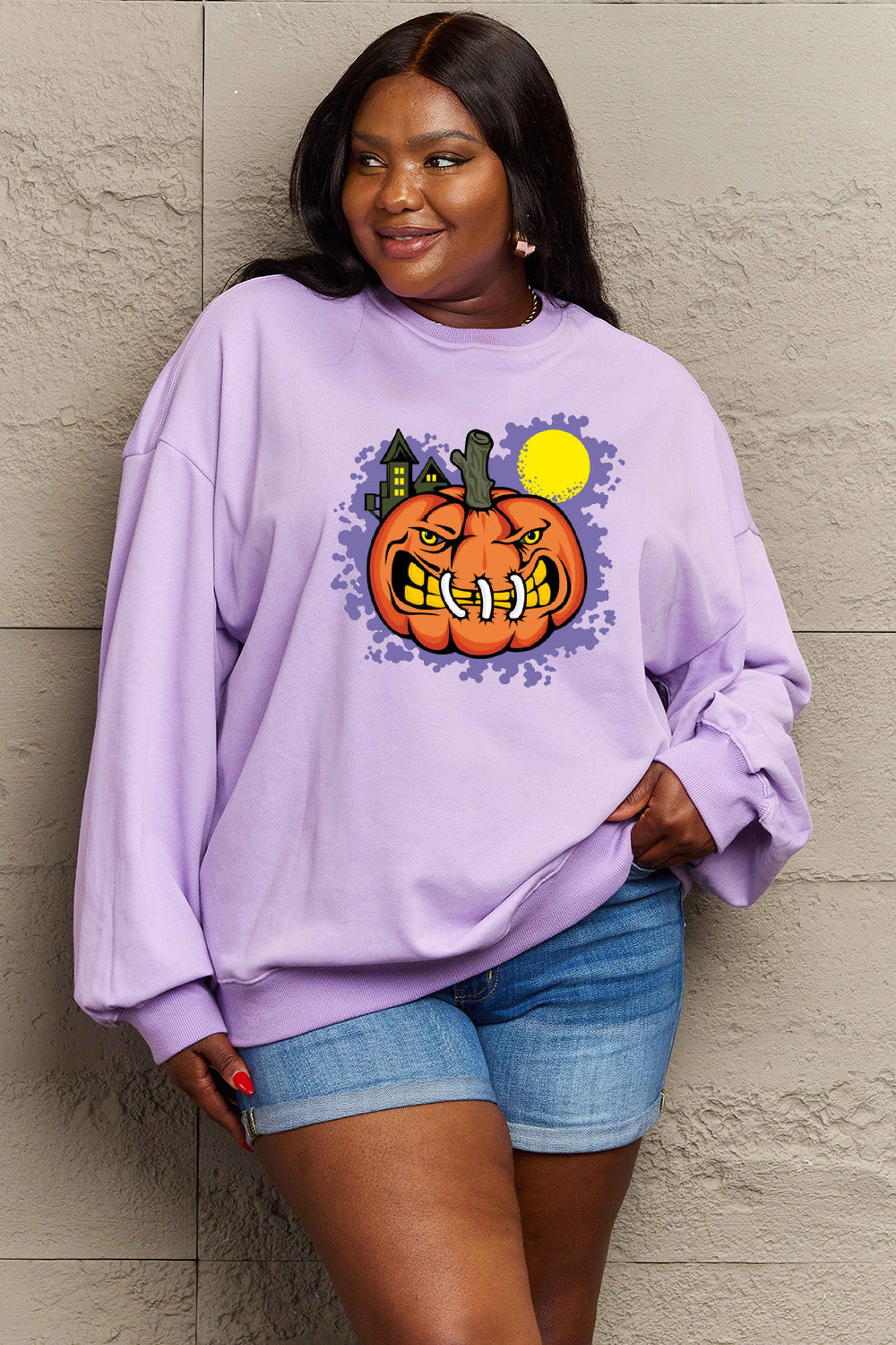Simply Love Full Size Graphic Round Neck Sweatshirt BLUE ZONE PLANET