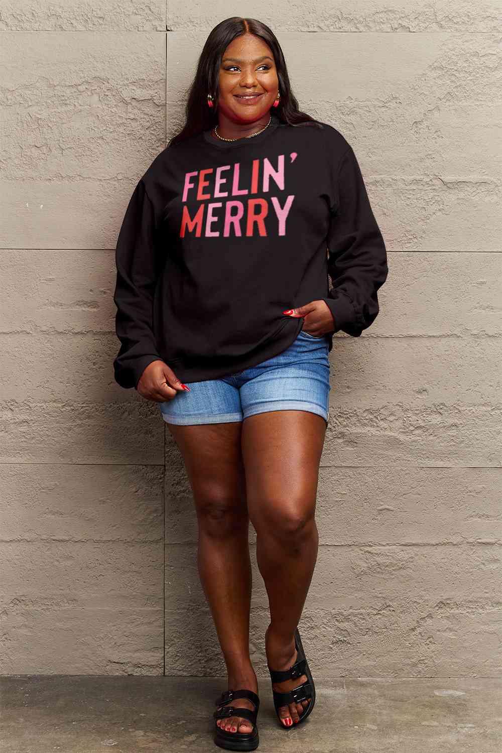 Simply Love Full Size Graphic Round Neck Sweatshirt BLUE ZONE PLANET