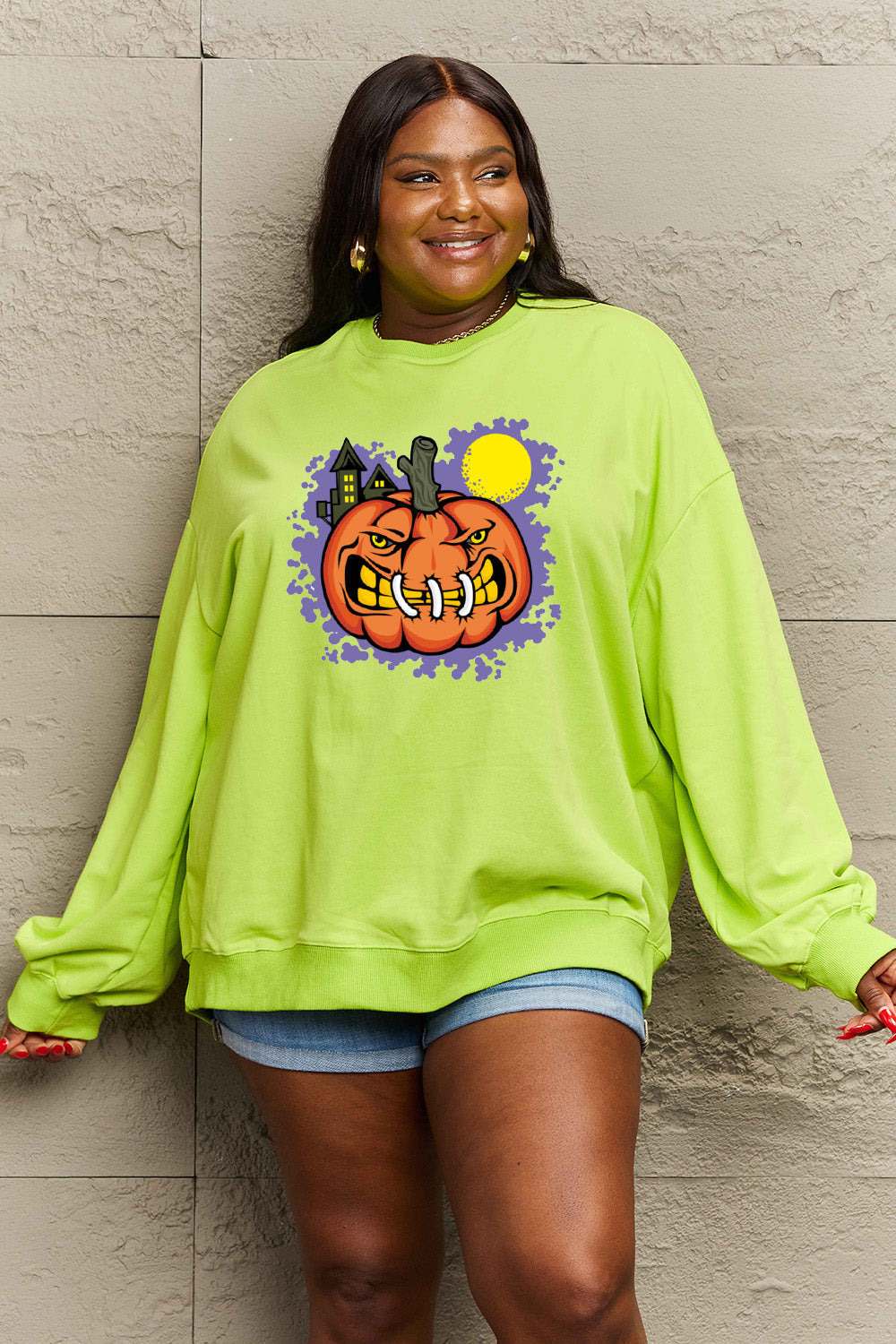 Simply Love Full Size Graphic Round Neck Sweatshirt BLUE ZONE PLANET
