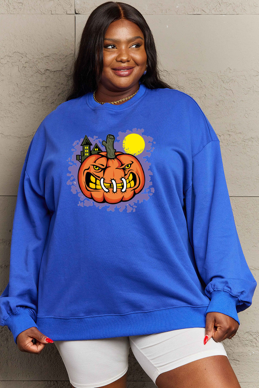 Simply Love Full Size Graphic Round Neck Sweatshirt BLUE ZONE PLANET