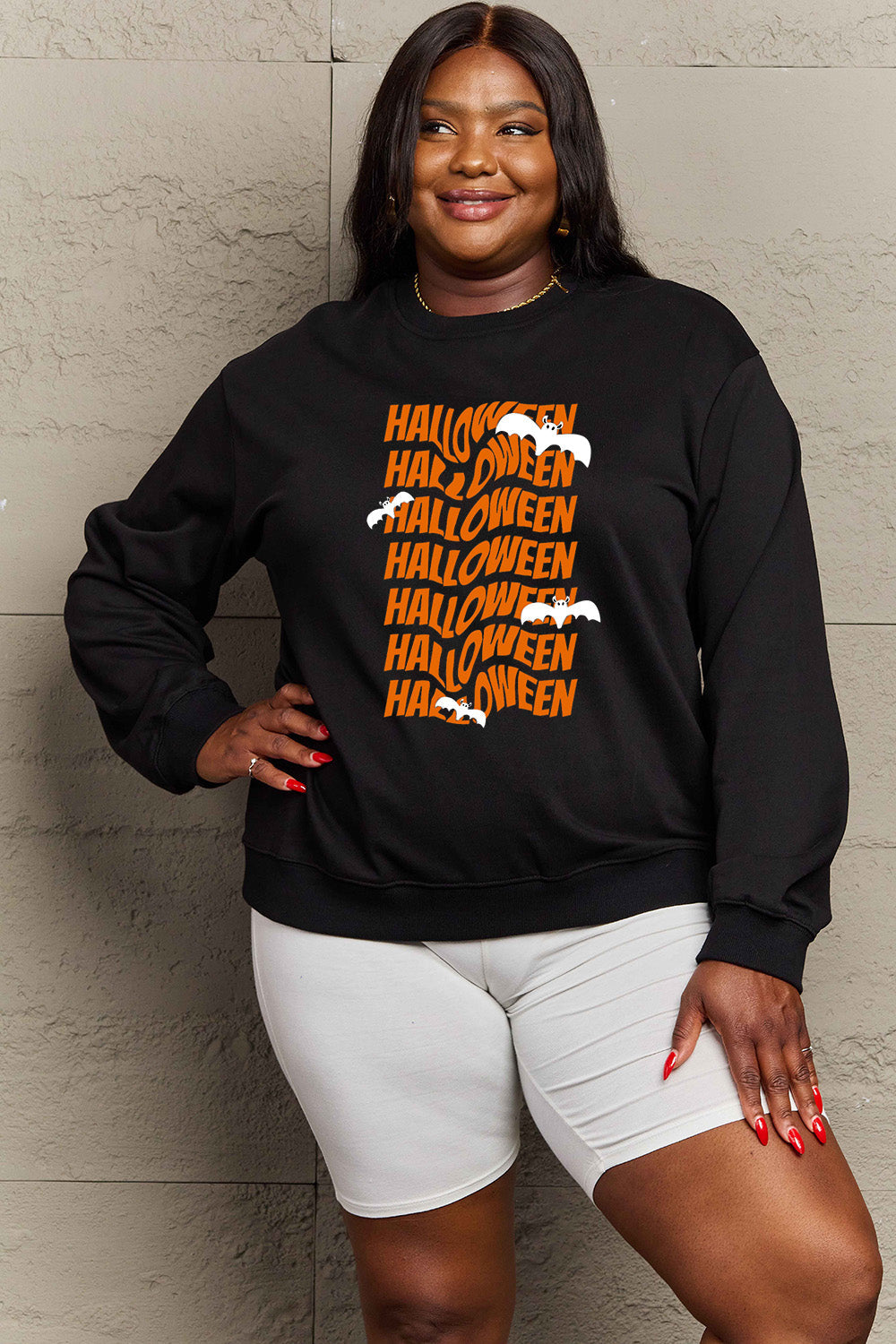 Simply Love Full Size HALLOWEEN Graphic Sweatshirt BLUE ZONE PLANET