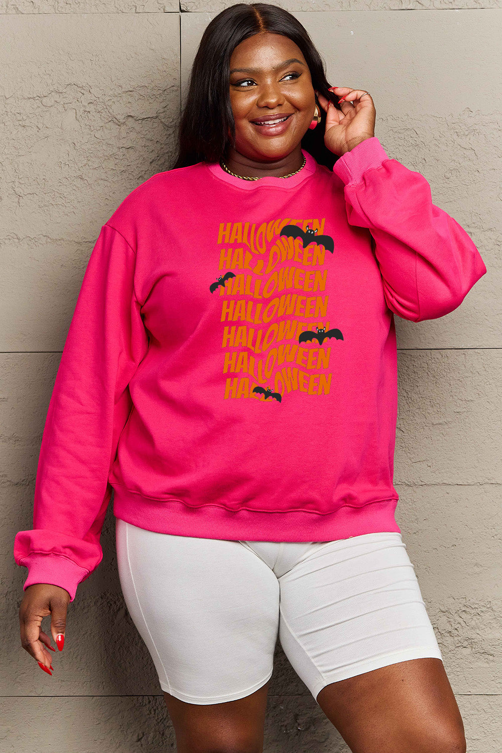 Simply Love Full Size HALLOWEEN Graphic Sweatshirt BLUE ZONE PLANET