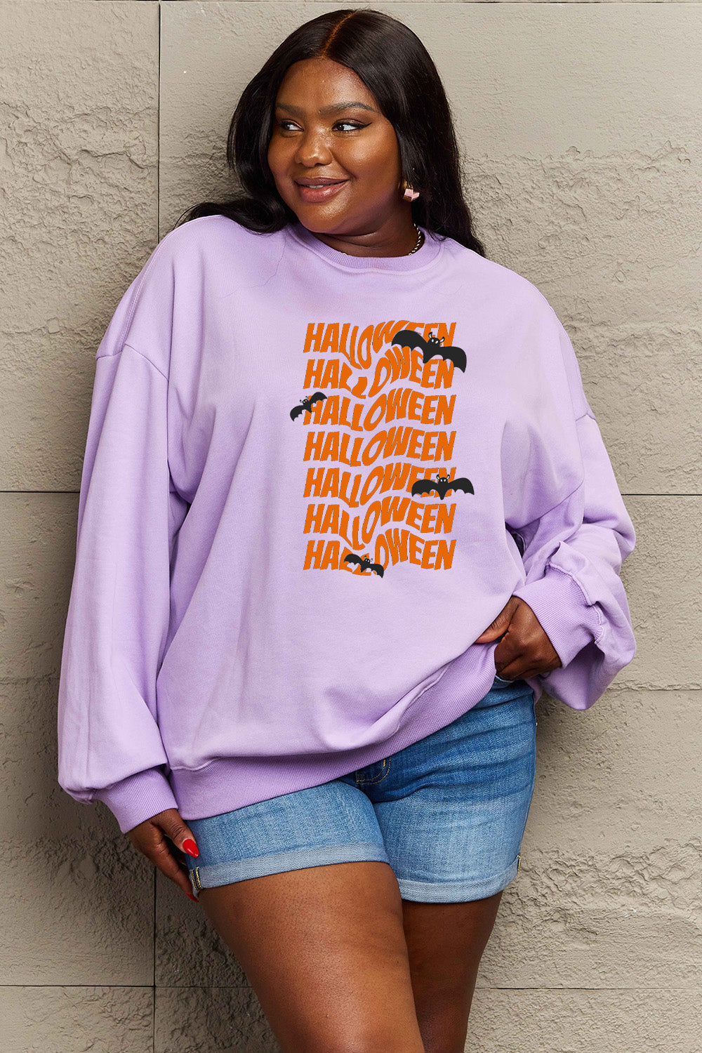 Simply Love Full Size HALLOWEEN Graphic Sweatshirt BLUE ZONE PLANET