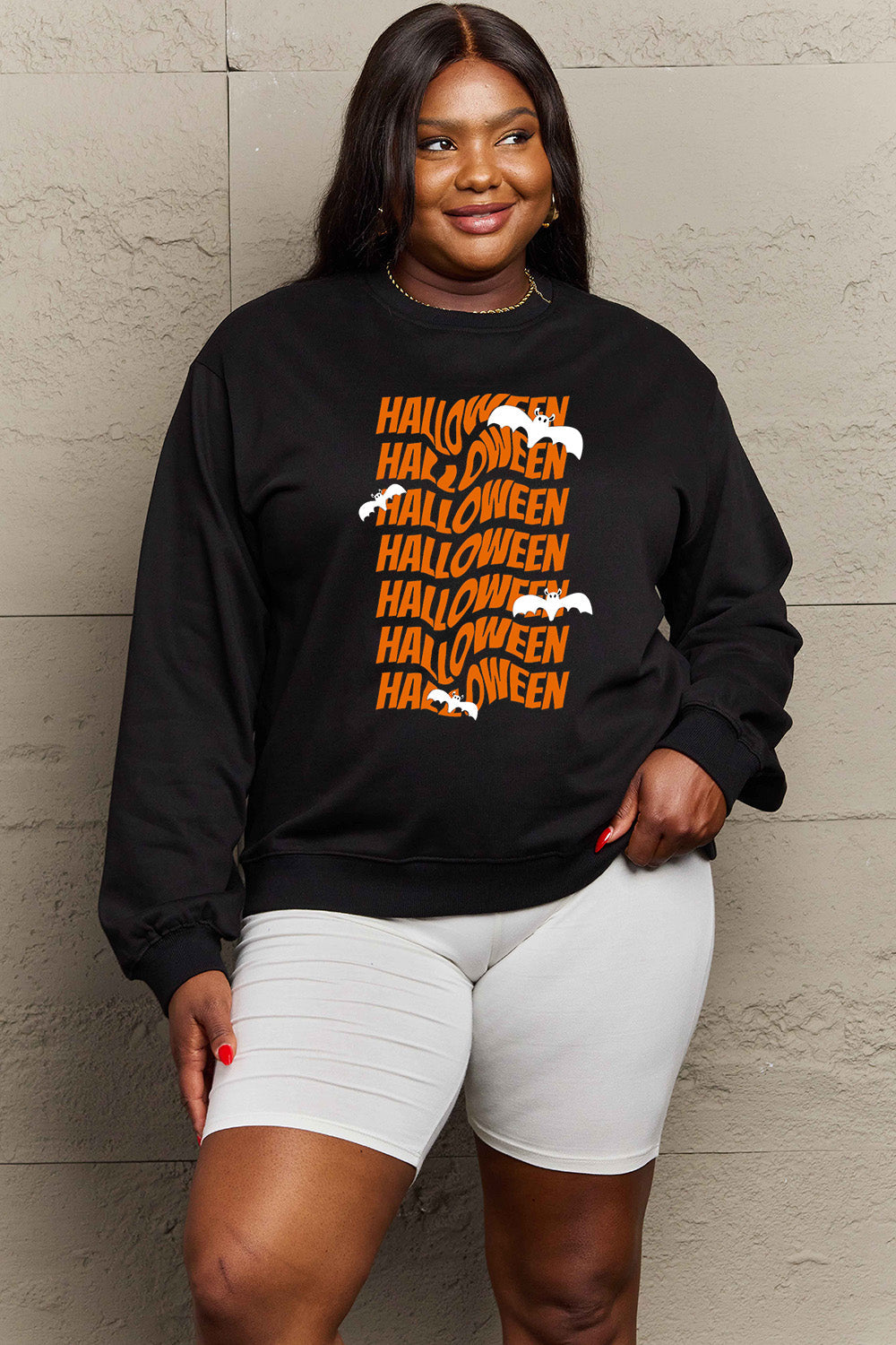 Simply Love Full Size HALLOWEEN Graphic Sweatshirt BLUE ZONE PLANET