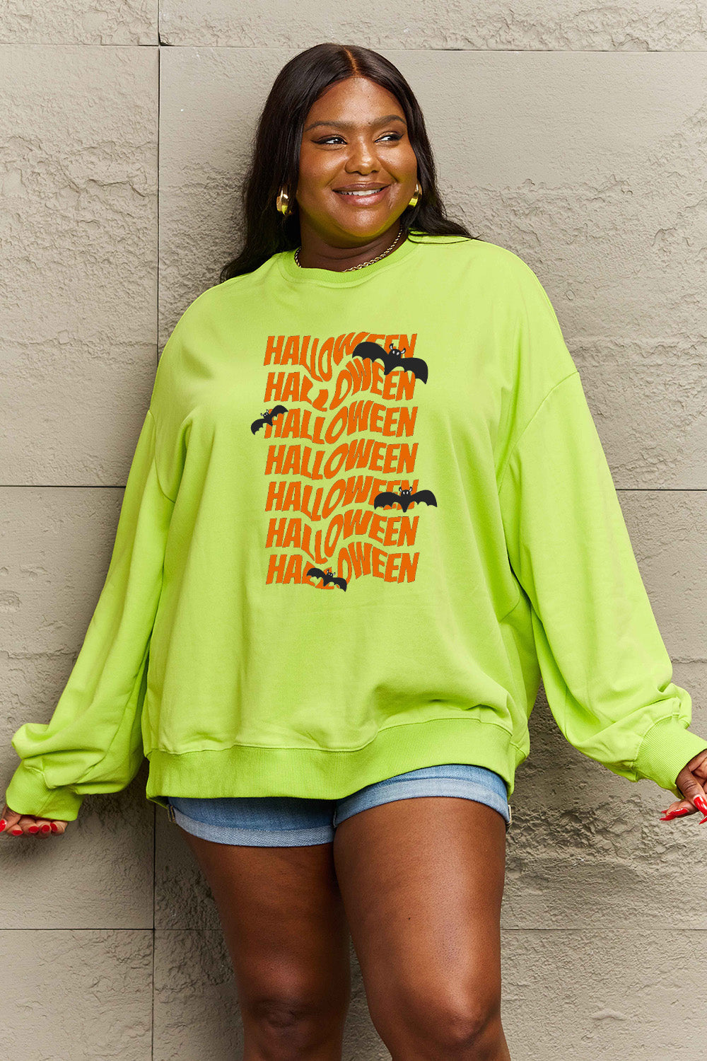 Simply Love Full Size HALLOWEEN Graphic Sweatshirt BLUE ZONE PLANET