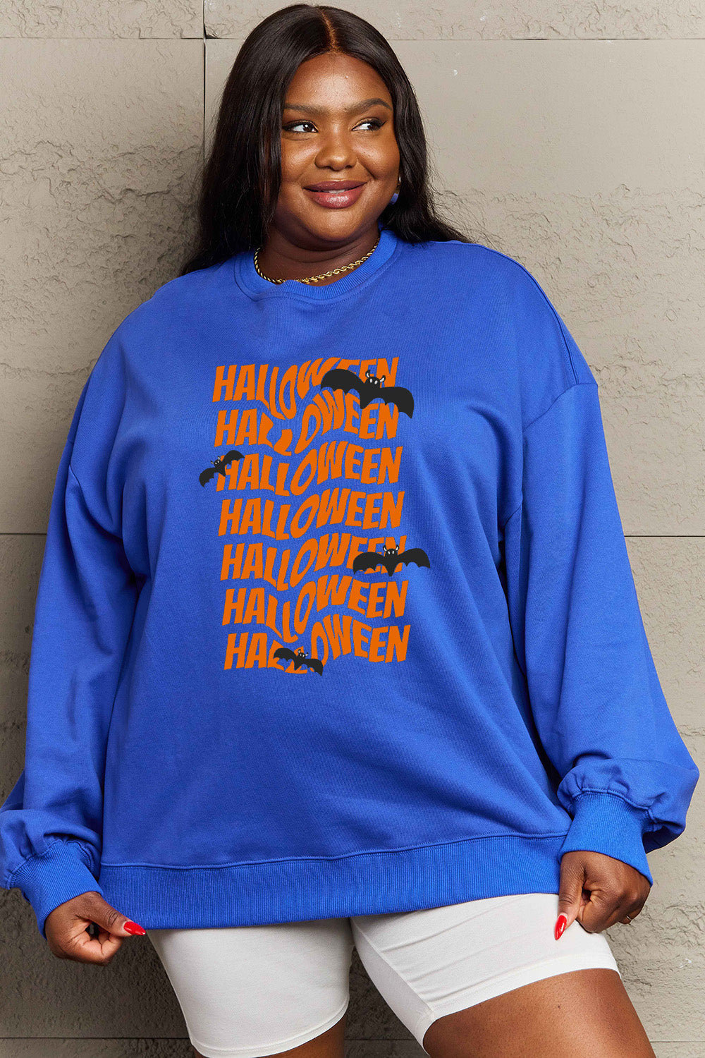 Simply Love Full Size HALLOWEEN Graphic Sweatshirt BLUE ZONE PLANET