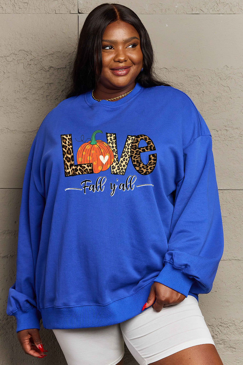 Simply Love Full Size LOVE FALL Y'ALL Graphic Sweatshirt BLUE ZONE PLANET