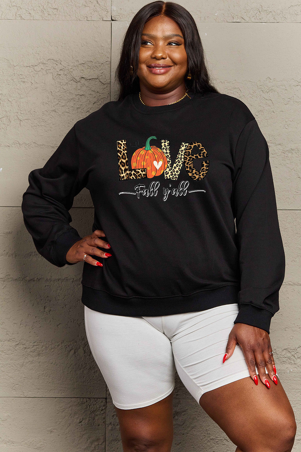 Simply Love Full Size LOVE FALL Y'ALL Graphic Sweatshirt BLUE ZONE PLANET