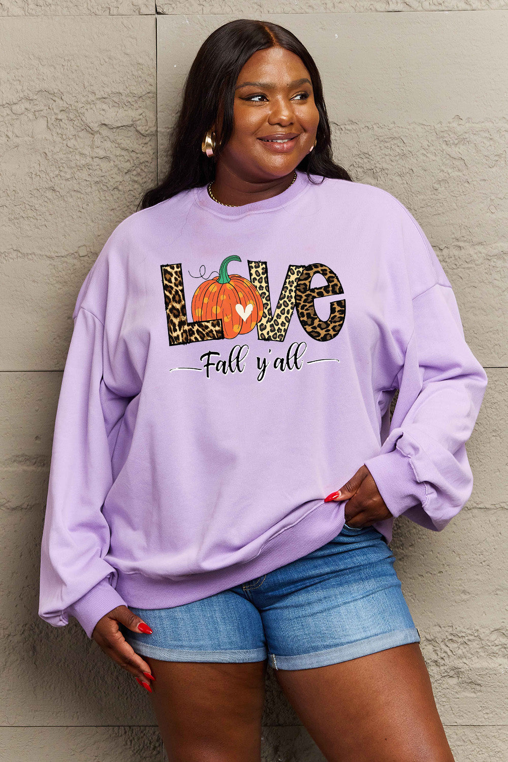 Simply Love Full Size LOVE FALL Y'ALL Graphic Sweatshirt BLUE ZONE PLANET