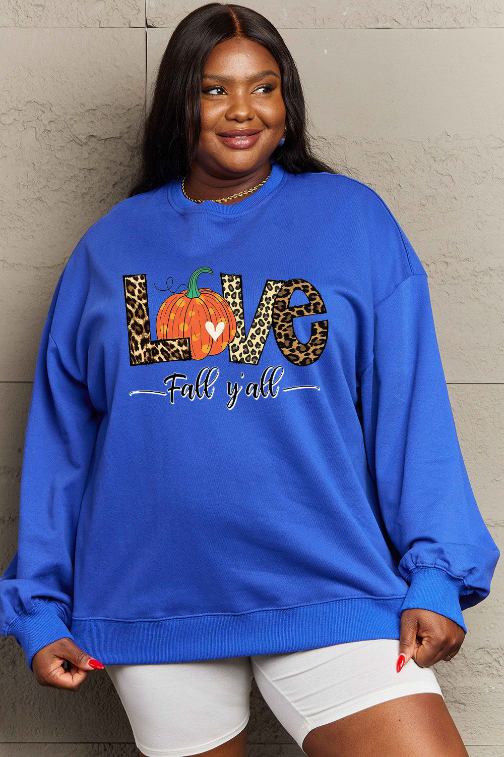 Simply Love Full Size LOVE FALL Y'ALL Graphic Sweatshirt BLUE ZONE PLANET