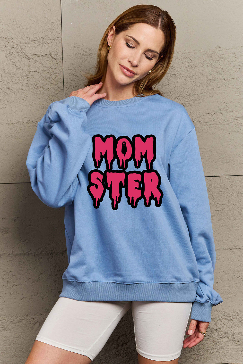 Simply Love Full Size MOM STER Graphic Sweatshirt BLUE ZONE PLANET