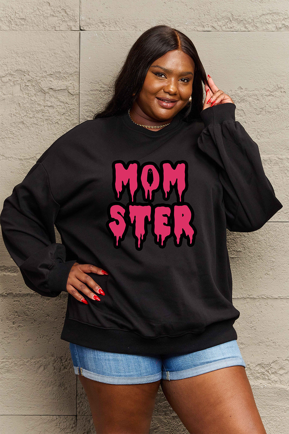 Simply Love Full Size MOM STER Graphic Sweatshirt BLUE ZONE PLANET