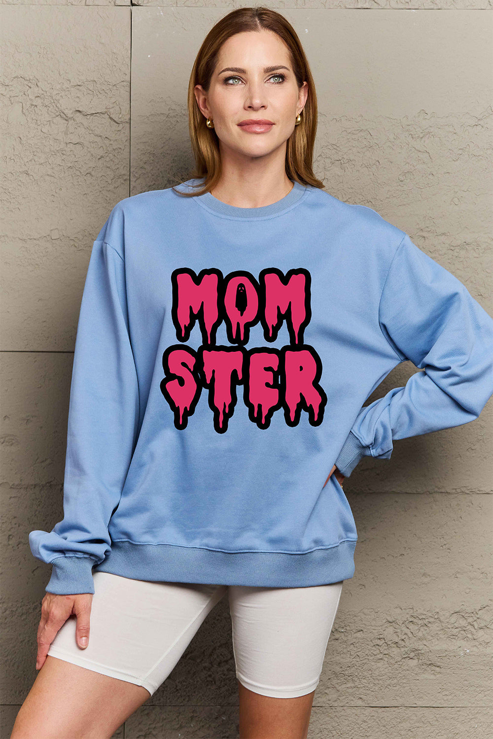 Simply Love Full Size MOM STER Graphic Sweatshirt BLUE ZONE PLANET