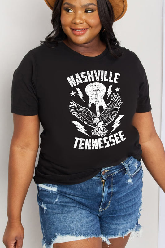 Simply Love Full Size NASHVILLE TENNESSEE Graphic Cotton Tee BLUE ZONE PLANET