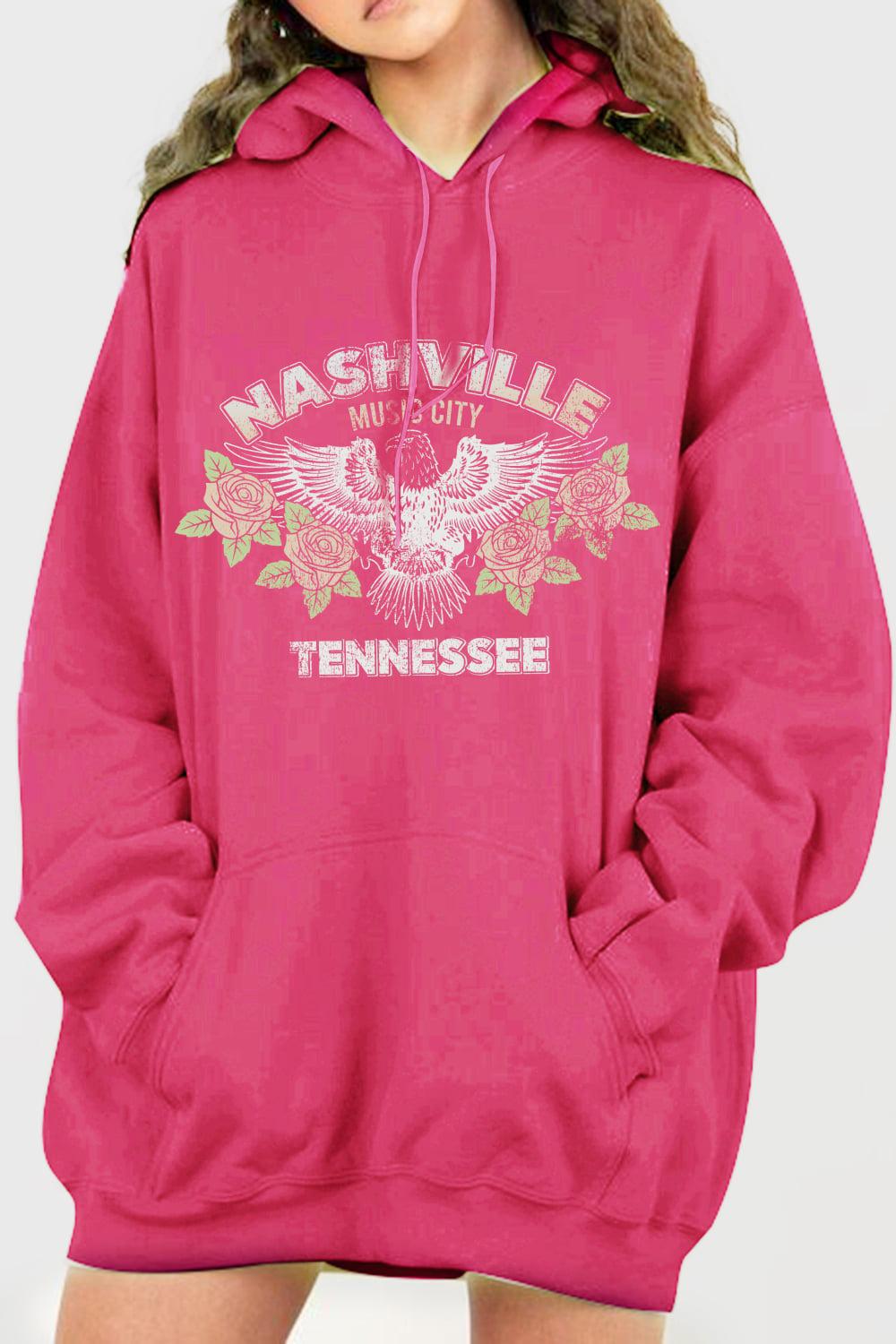 Simply Love Full Size NASHVILLE TENNESSEE Graphic Hoodie BLUE ZONE PLANET