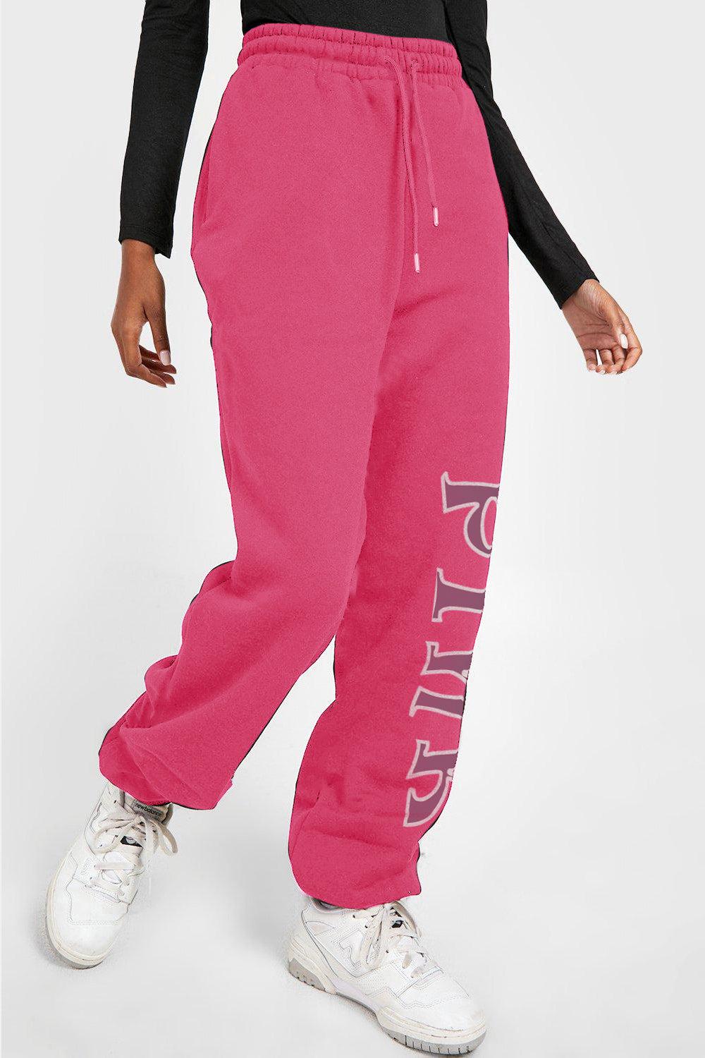 Simply Love Full Size PINK Graphic Sweatpants BLUE ZONE PLANET