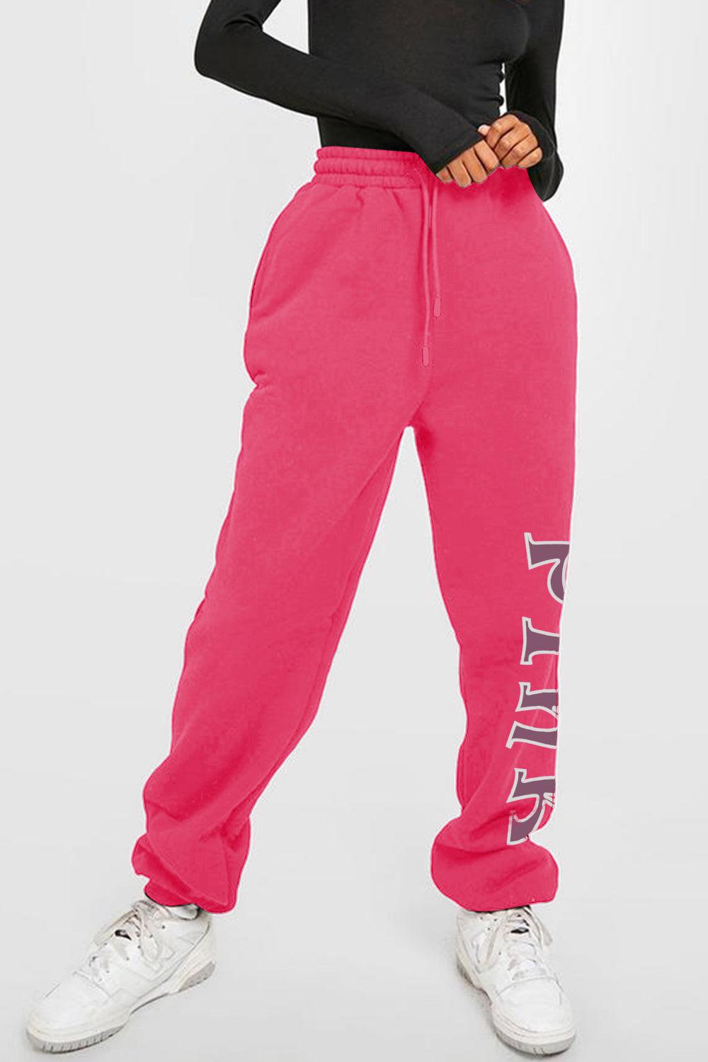 Simply Love Full Size PINK Graphic Sweatpants - Blue Zone Planet