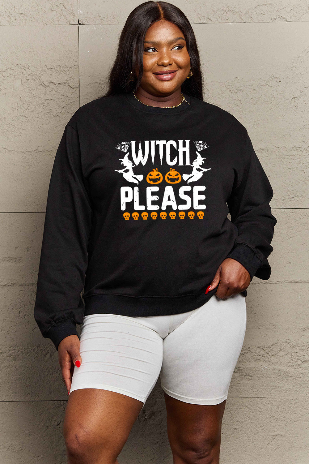 Simply Love Full Size WITCH PLEASE Graphic Sweatshirt BLUE ZONE PLANET
