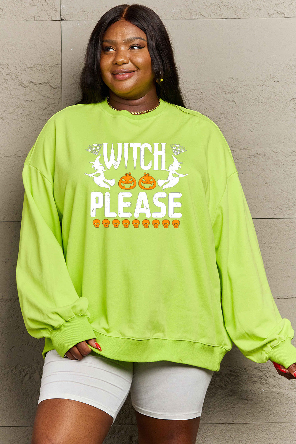 Simply Love Full Size WITCH PLEASE Graphic Sweatshirt BLUE ZONE PLANET