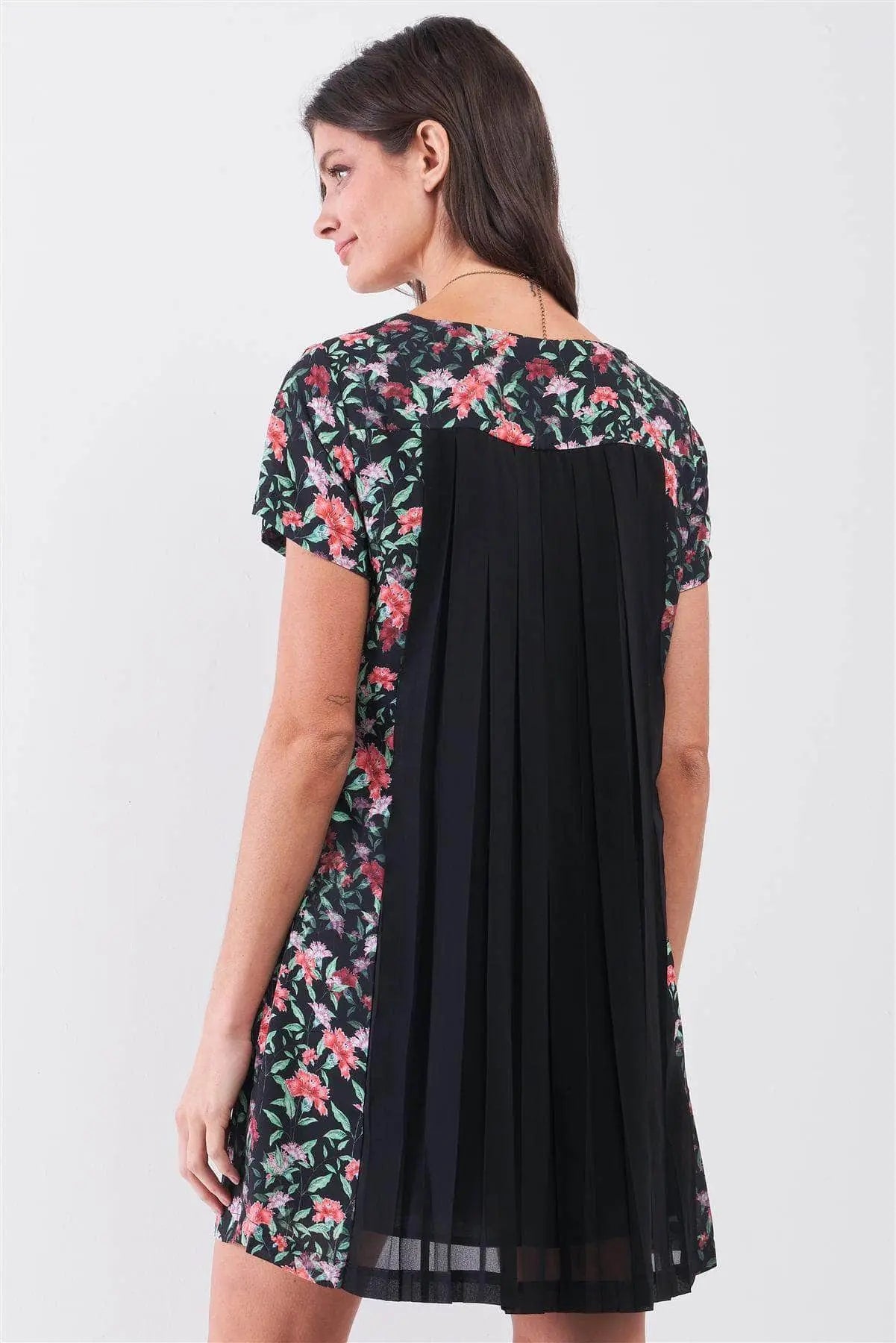 Simply Sweet Floral Pleated Mini Dress Blue Zone Planet