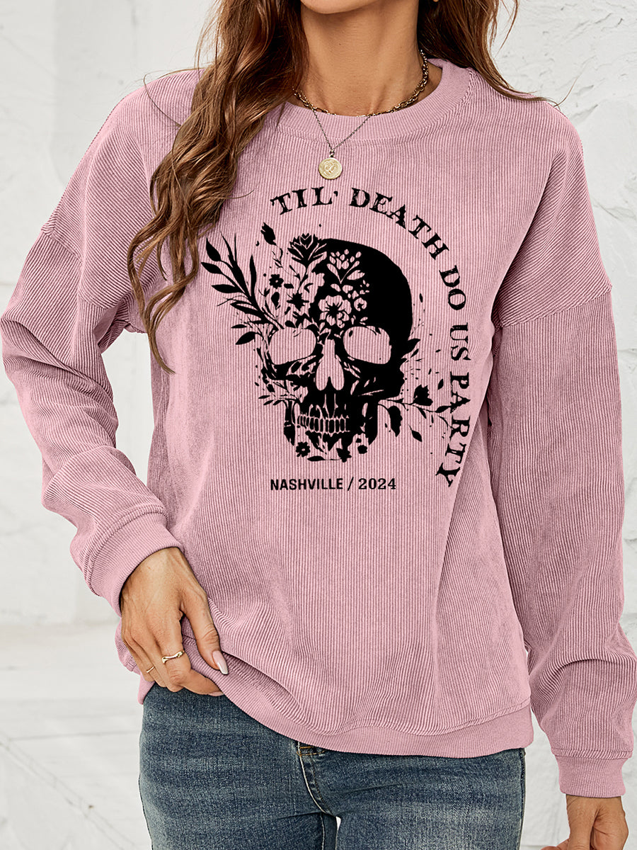 Skull Graphic Dropped Shoulder Sweatshirt BLUE ZONE PLANET
