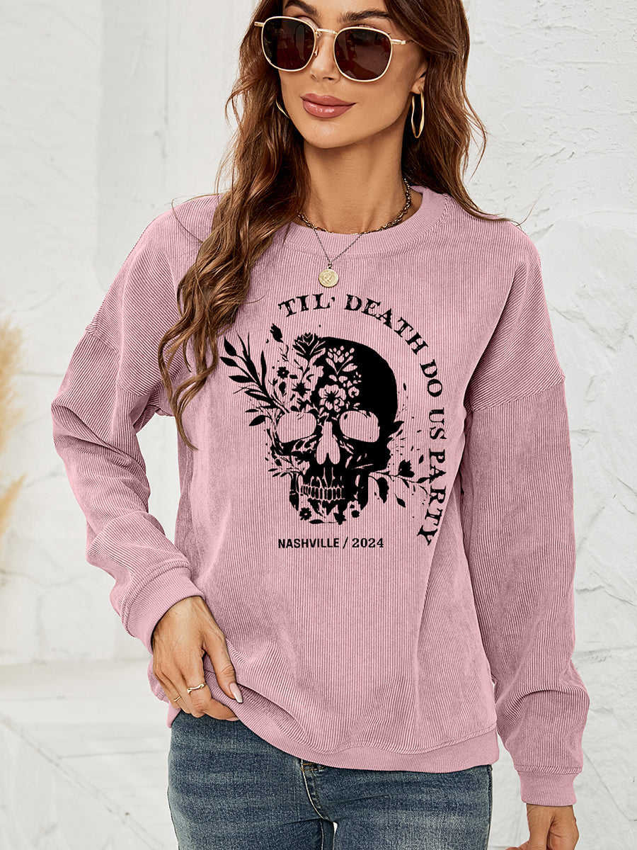 Skull Graphic Dropped Shoulder Sweatshirt BLUE ZONE PLANET