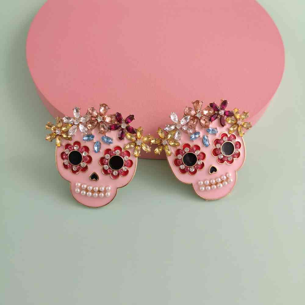 Skull Rhinestone Alloy Earrings BLUE ZONE PLANET