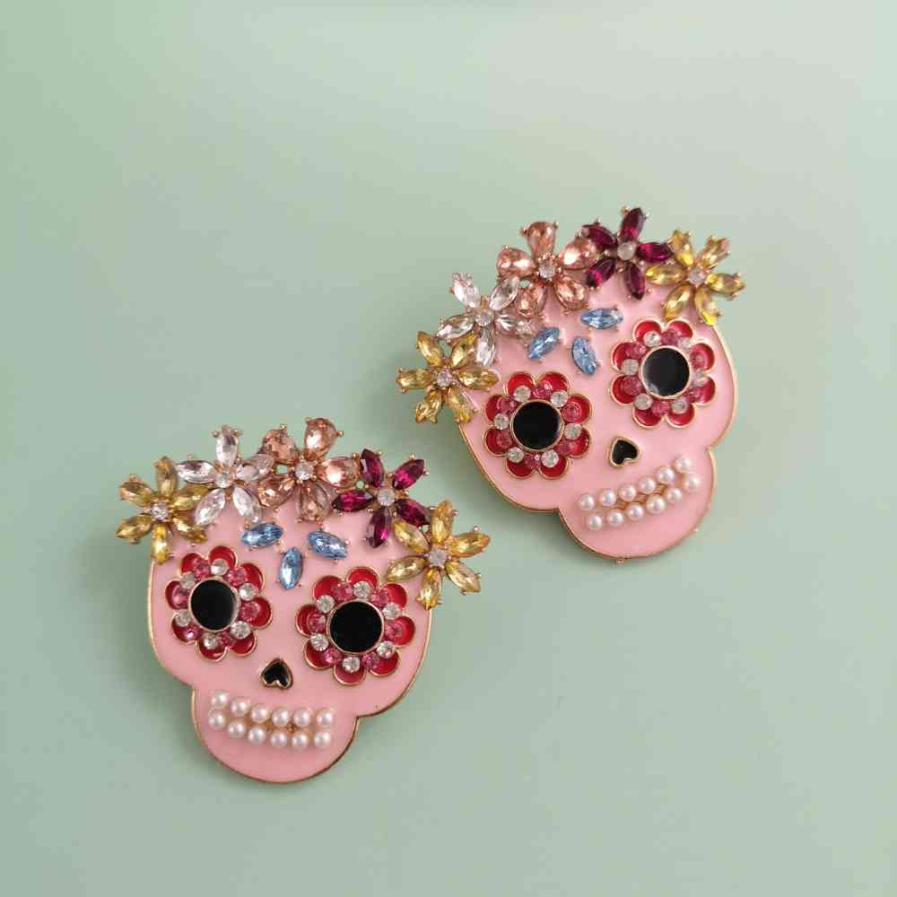 Skull Rhinestone Alloy Earrings BLUE ZONE PLANET