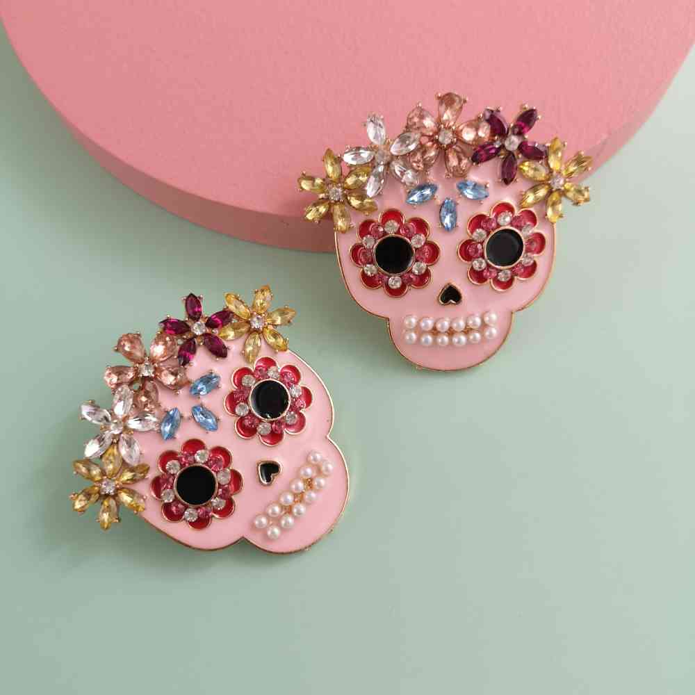 Skull Rhinestone Alloy Earrings BLUE ZONE PLANET