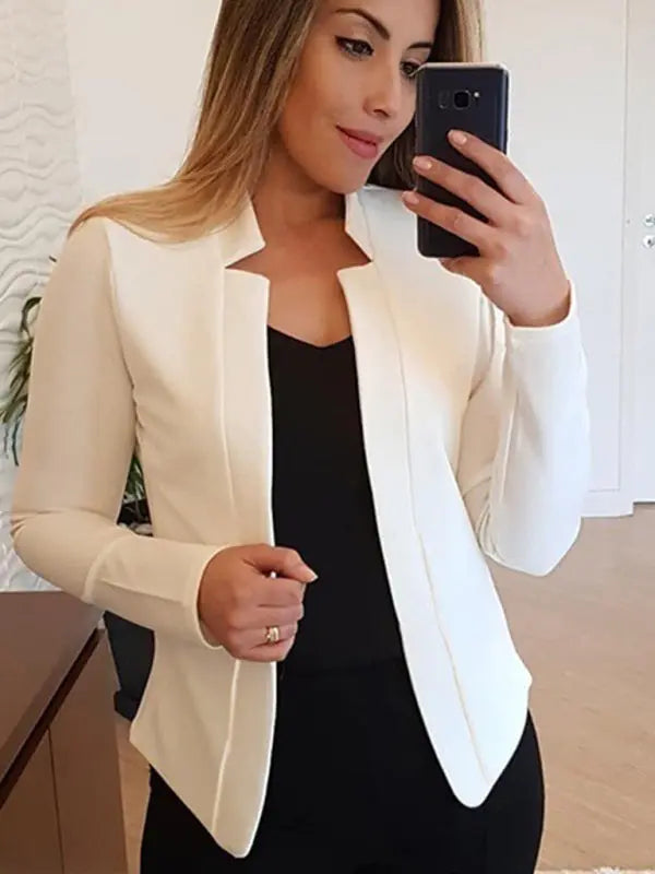 Small suit long sleeve solid color cardigan jacket top BLUE ZONE PLANET
