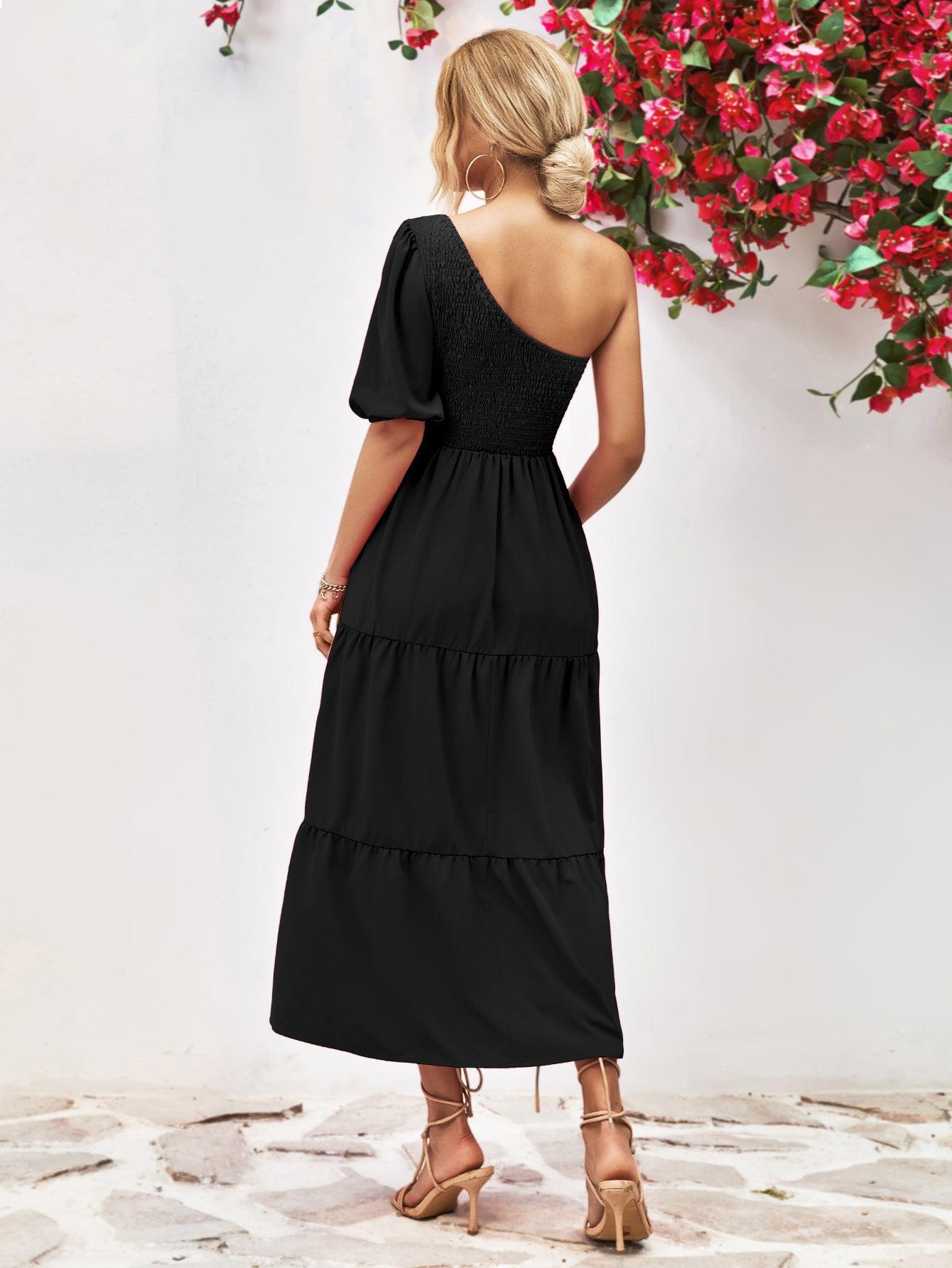 Smocked One-Shoulder Midi Dress BLUE ZONE PLANET
