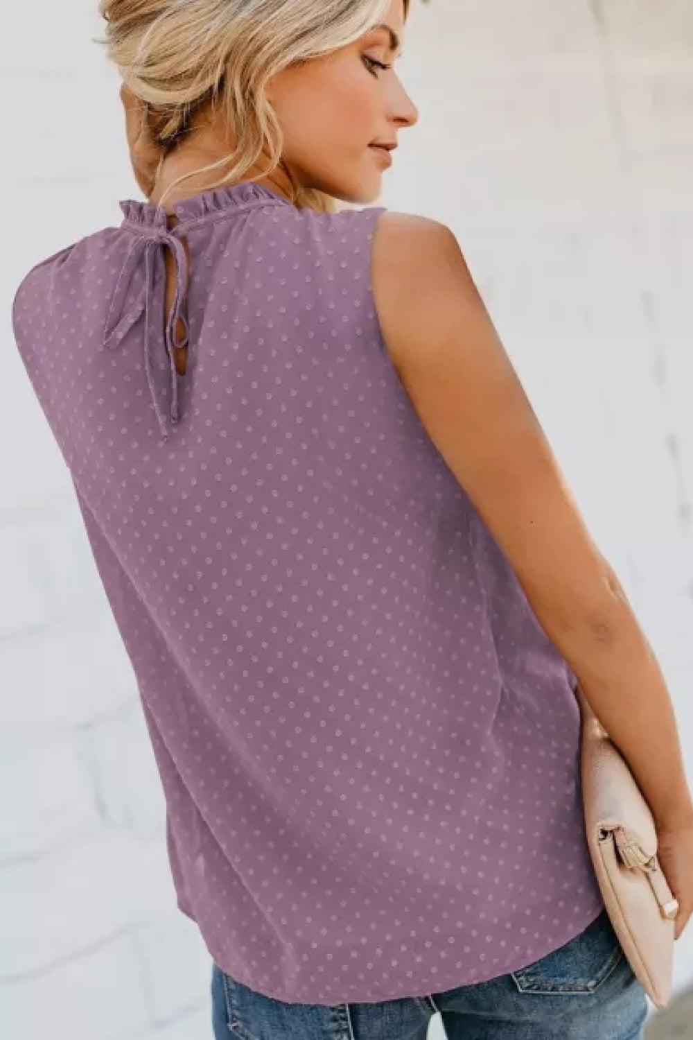 Smocked Tie Back Frill Trim Tank BLUE ZONE PLANET