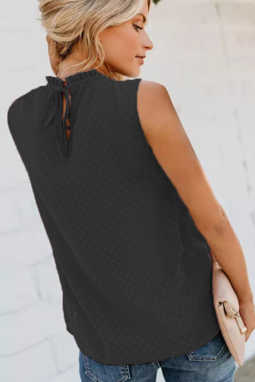Smocked Tie Back Frill Trim Tank BLUE ZONE PLANET