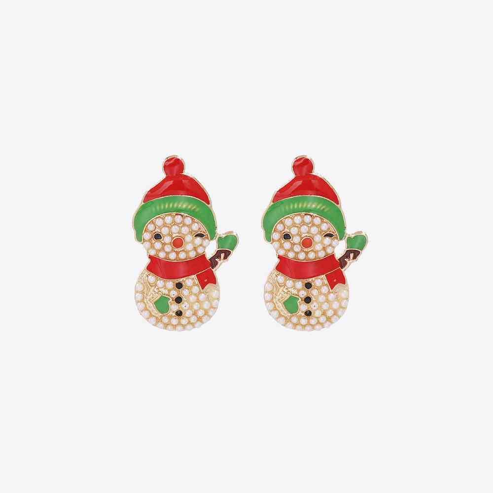 Snowman Rhinestone Alloy Earrings BLUE ZONE PLANET