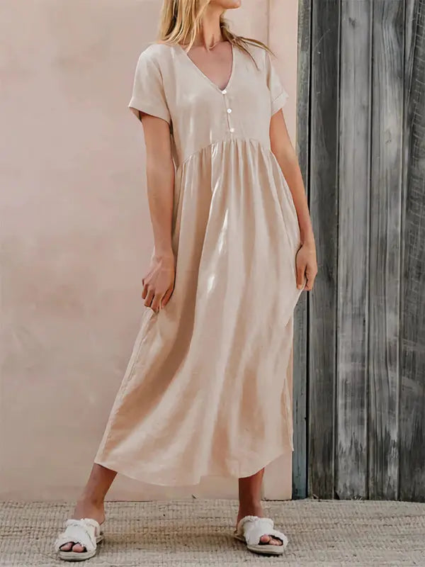 Solid Color Elegant Loose Dress kakaclo