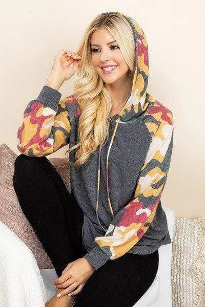 Solid French Terry Casual Hoodie Blue Zone Planet