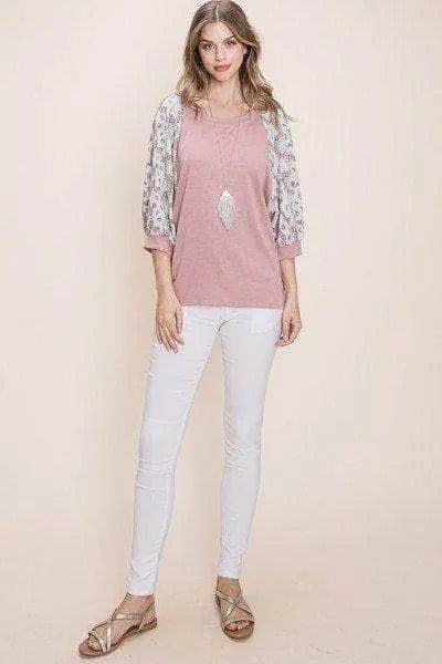Solid French Terry Fashion Top Blue Zone Planet