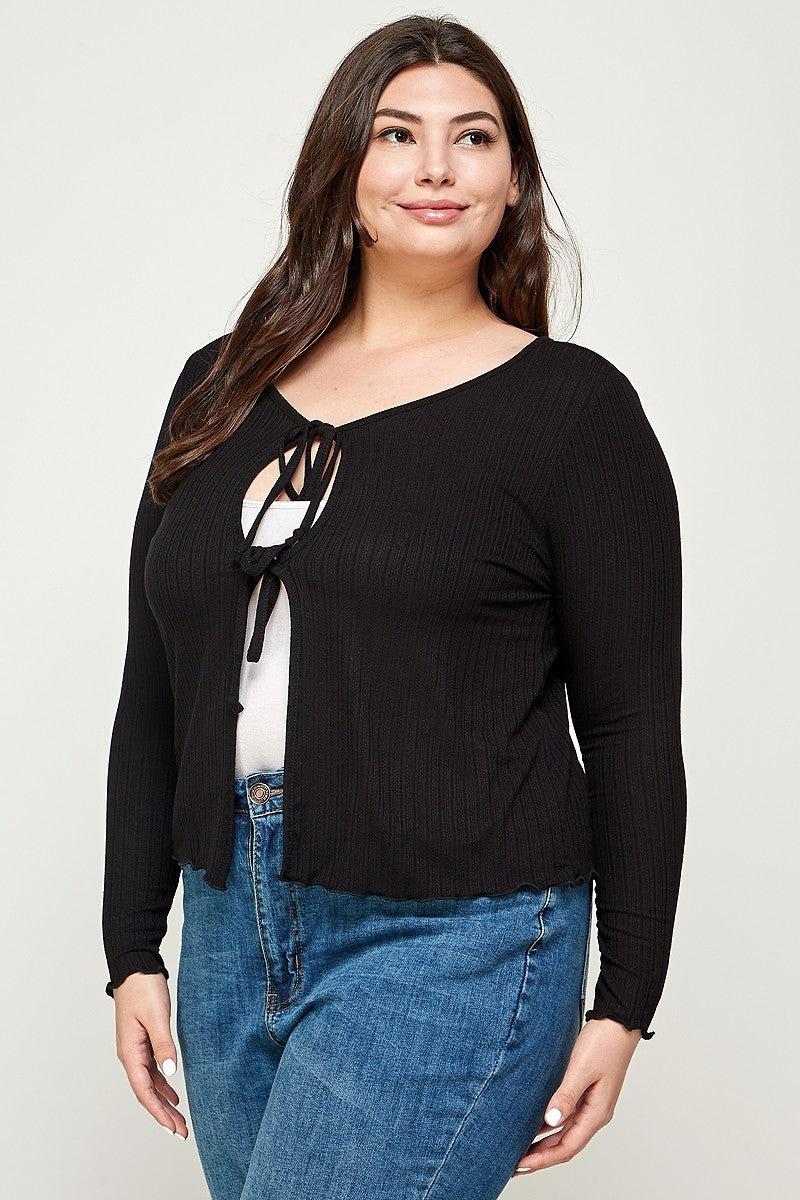 Solid Ribbed Pointelle Cardigan Blue Zone Planet