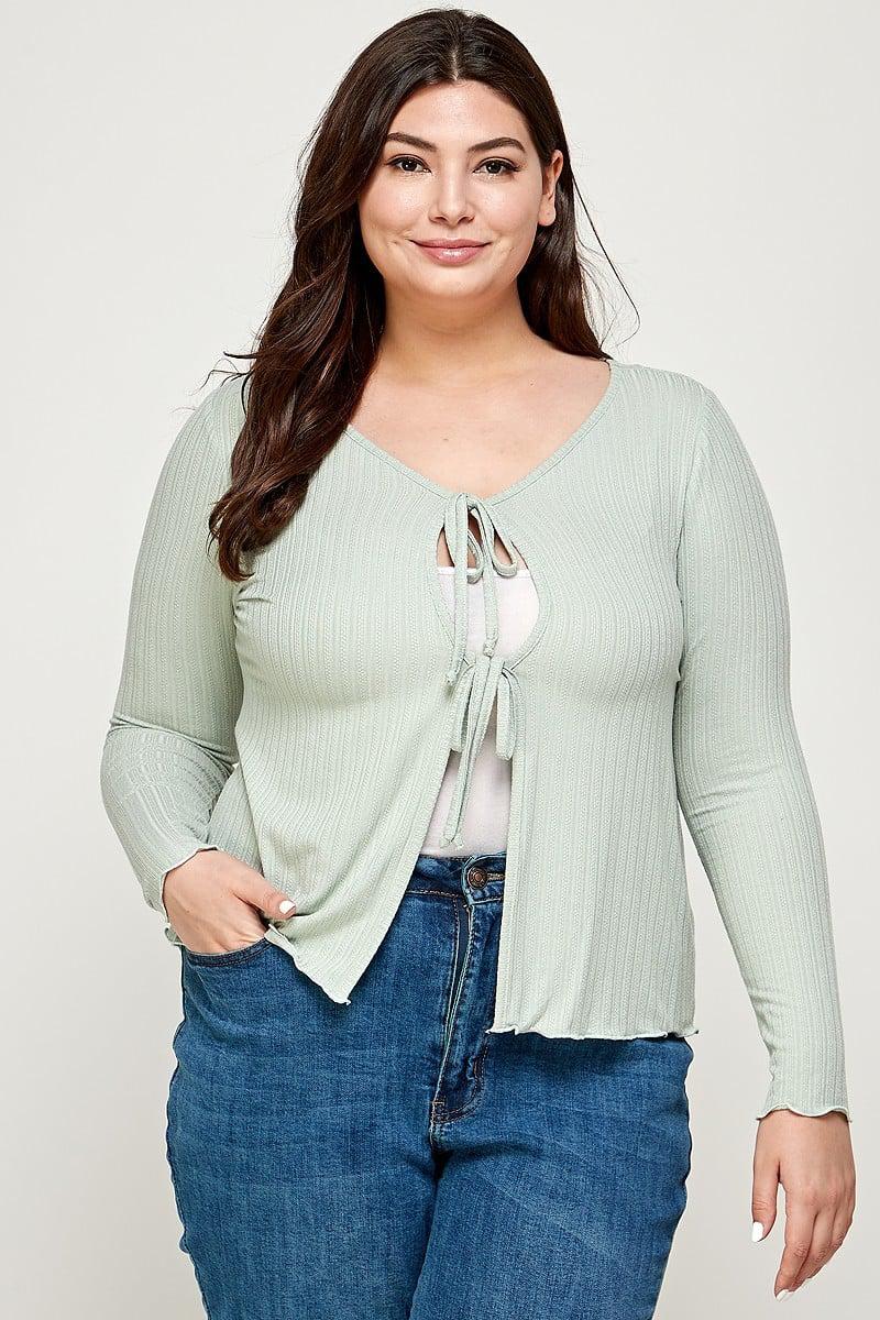 Solid Ribbed Pointelle Cardigan Blue Zone Planet