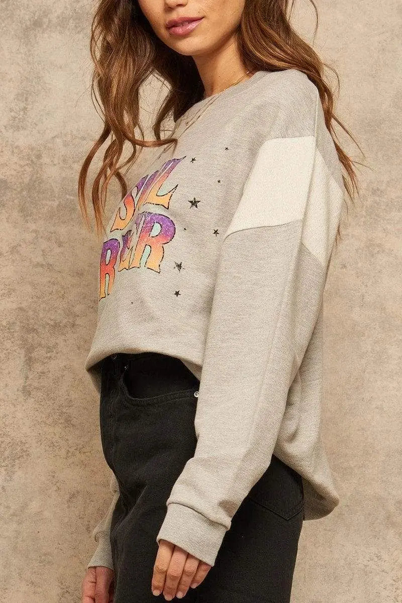Soul Rider French Terry Knit Graphic Sweatshirt Blue Zone Planet