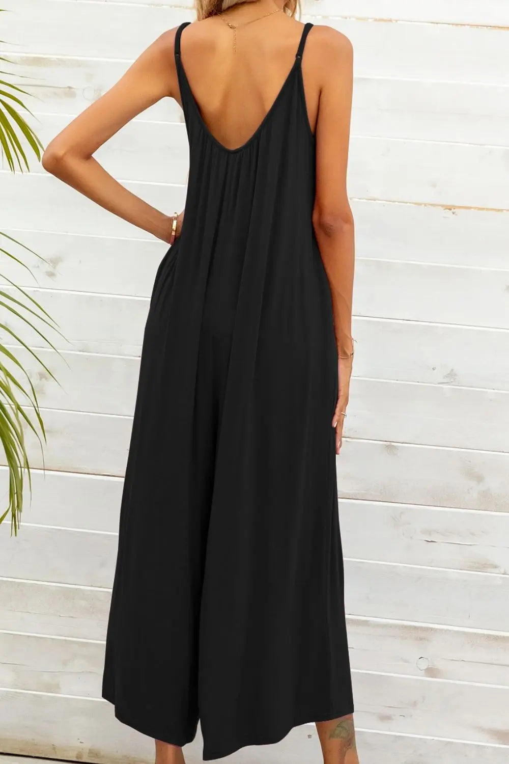 Spaghetti Strap Scoop Neck Jumpsuit BLUE ZONE PLANET