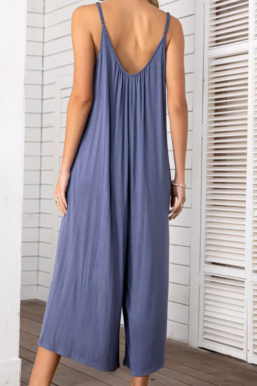 Spaghetti Strap Scoop Neck Jumpsuit BLUE ZONE PLANET