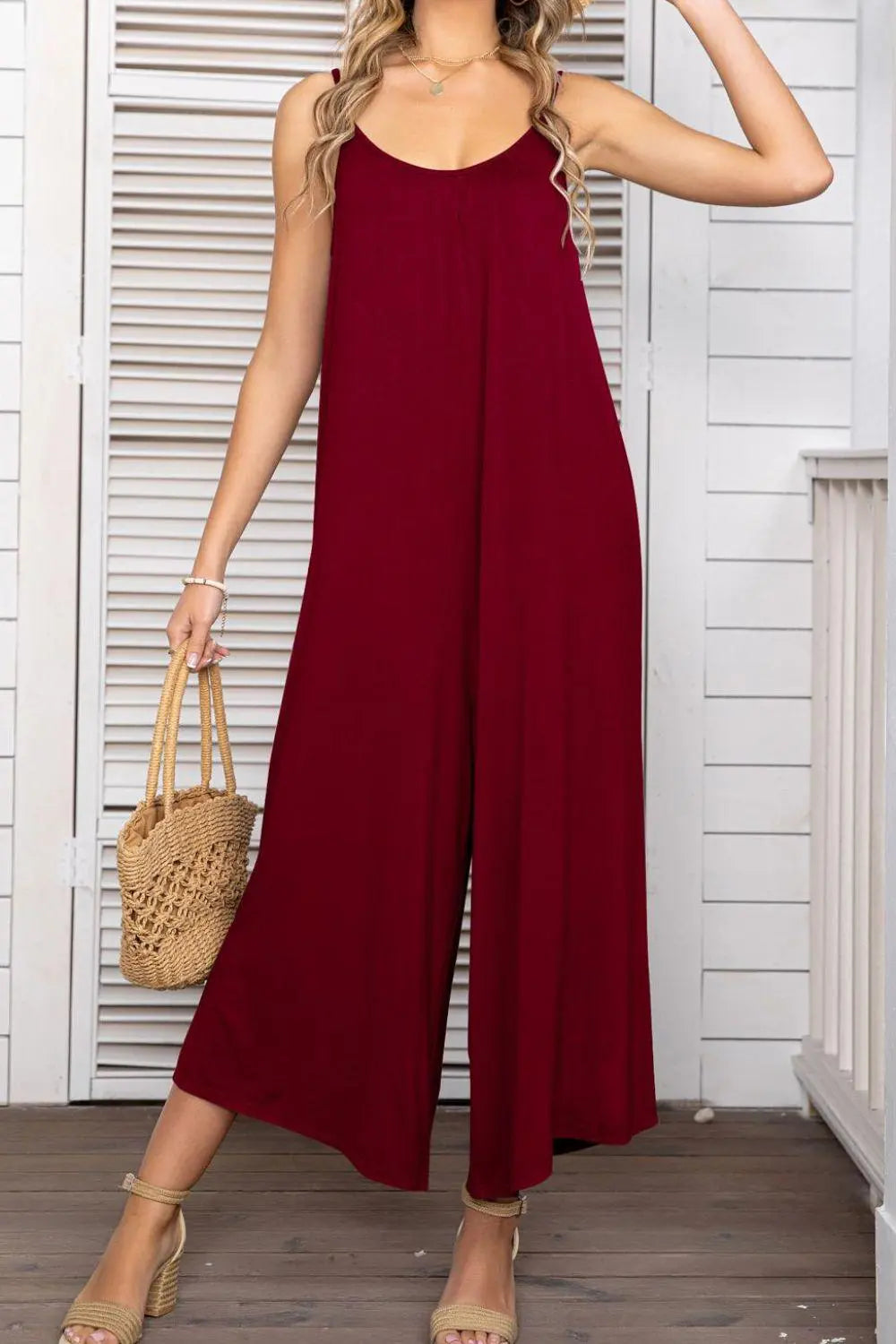 Spaghetti Strap Scoop Neck Jumpsuit BLUE ZONE PLANET