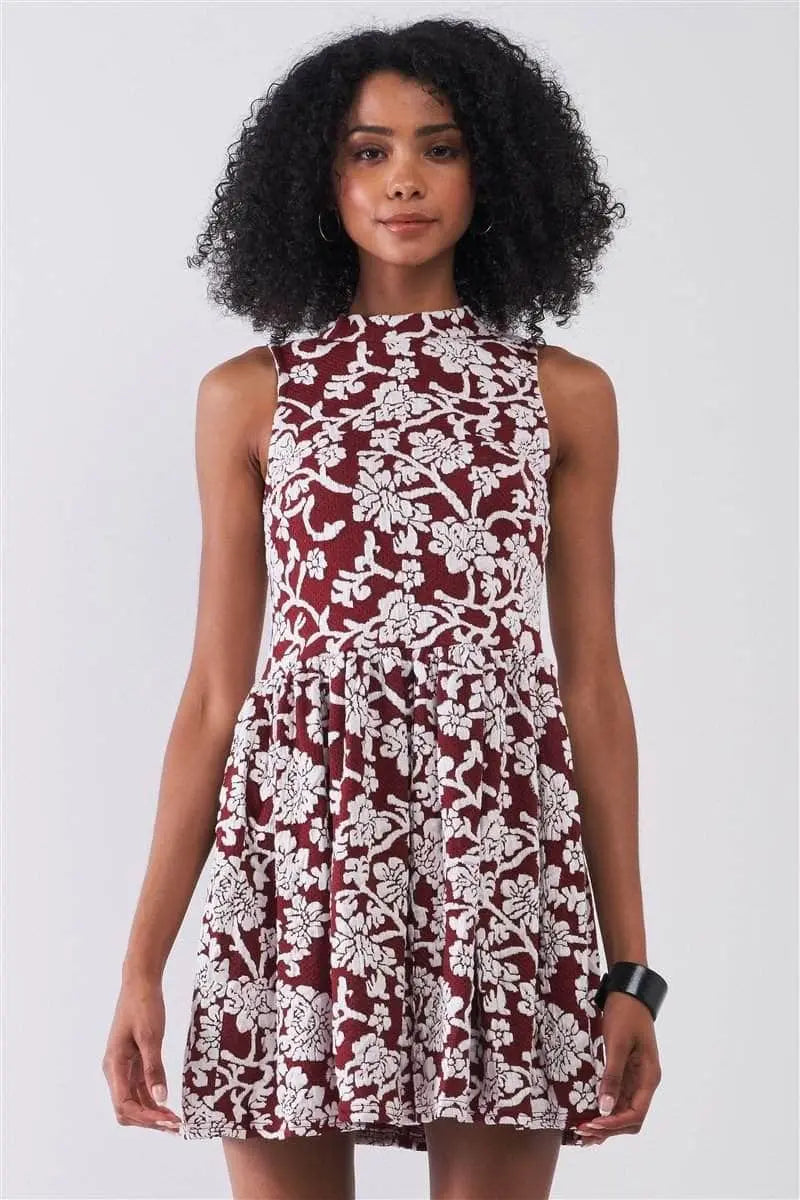 Special Occasion Embroidered Floral Crew Neck Mini Dress Blue Zone Planet