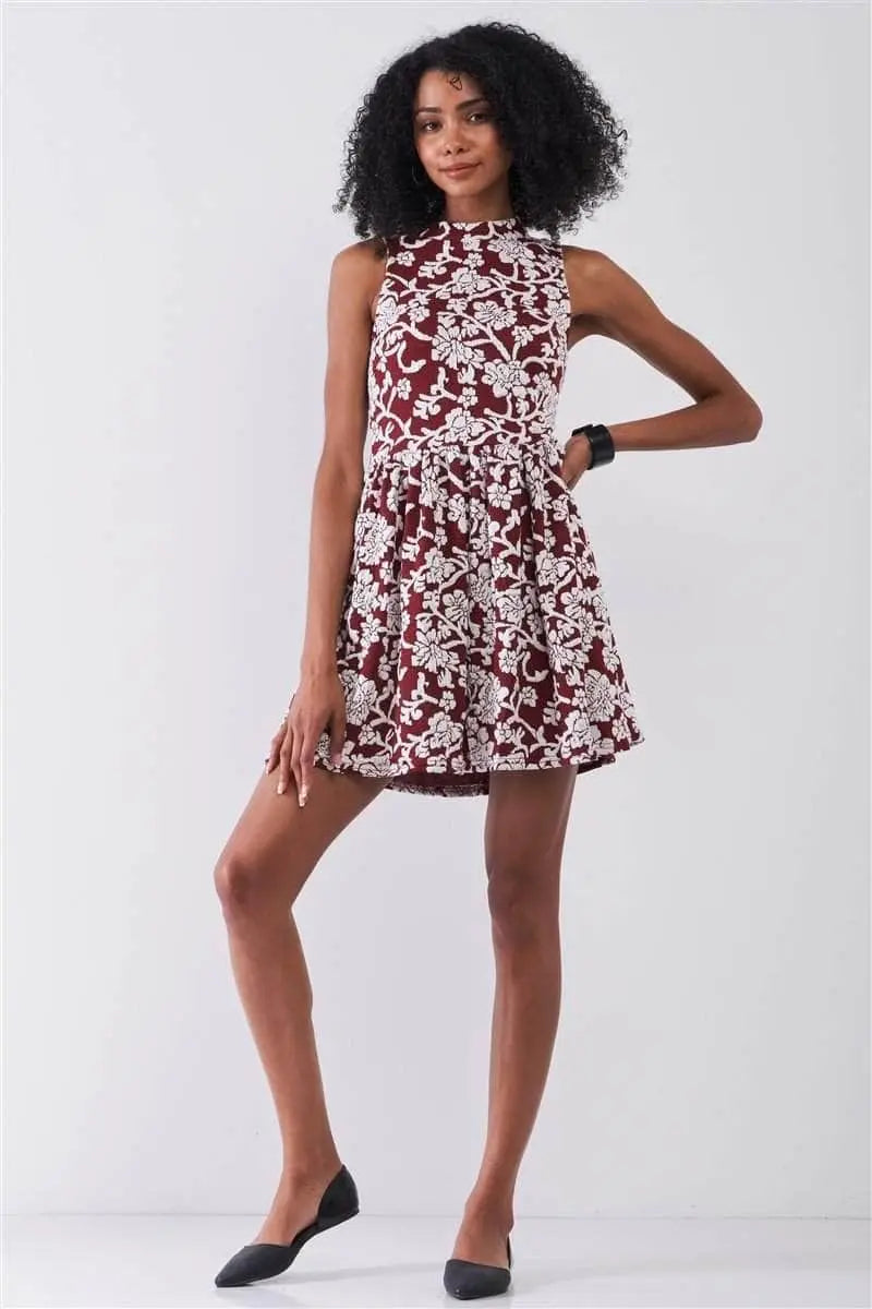 Special Occasion Embroidered Floral Crew Neck Mini Dress Blue Zone Planet