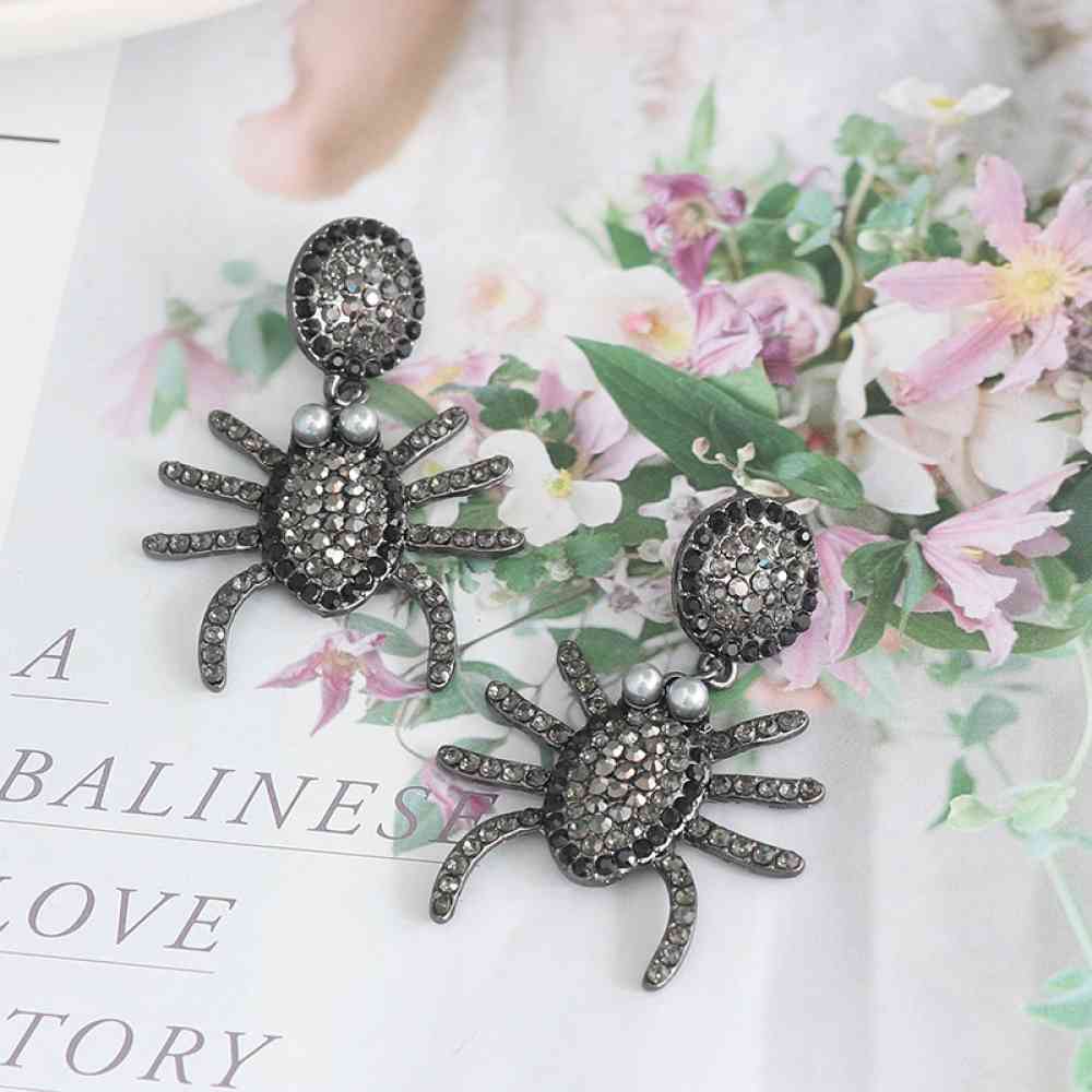 Spider Rhinestone Alloy Earrings BLUE ZONE PLANET
